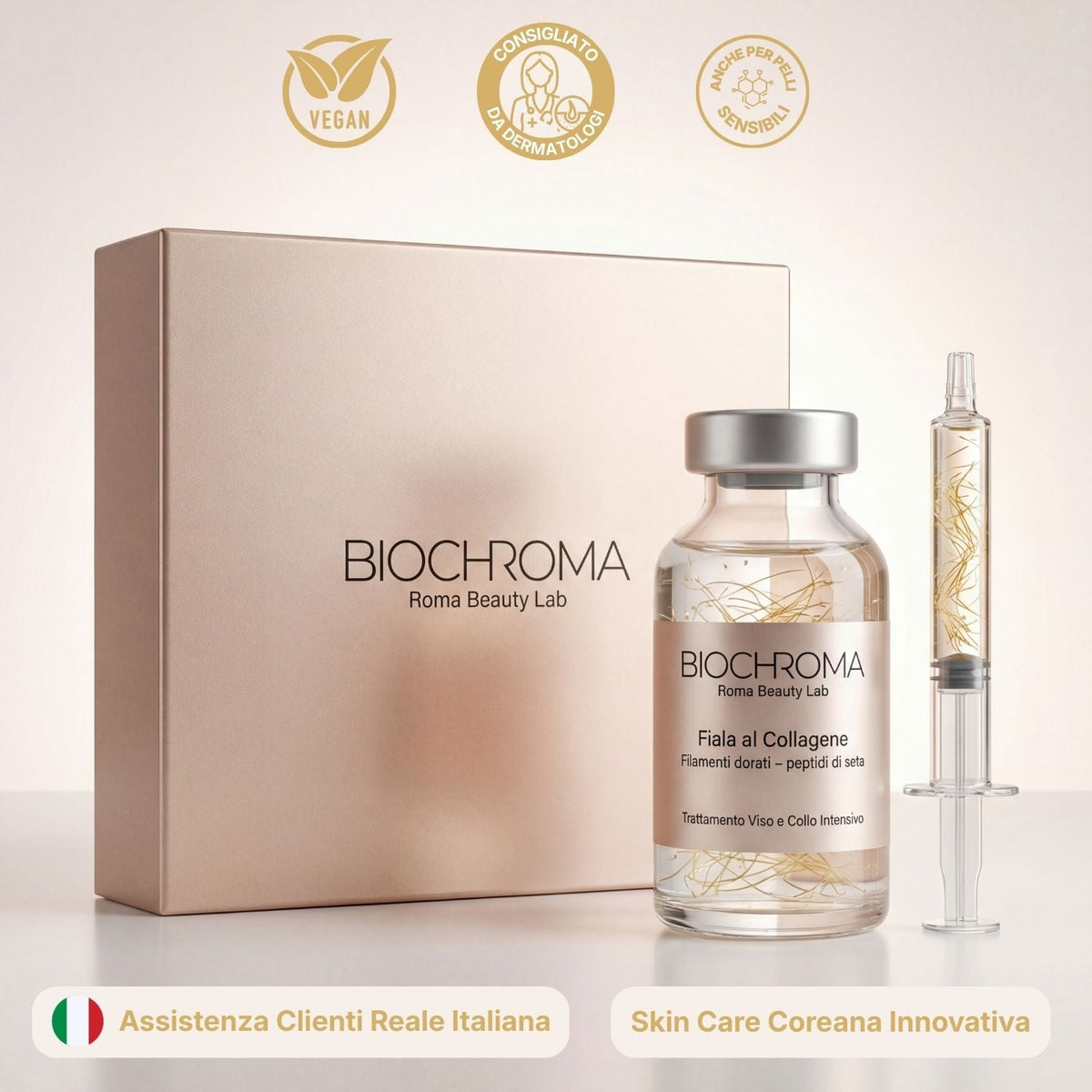 Siero BioChroma con confezione e siringa cosmetica